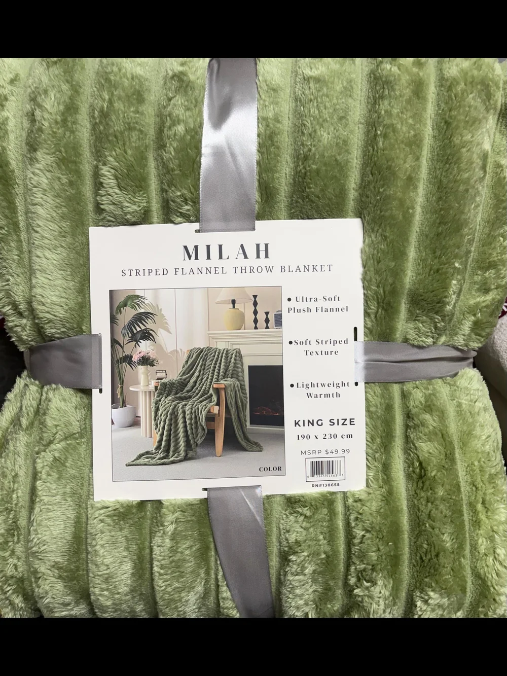 MILAH Striped Flannel Throw Blanket - Pink